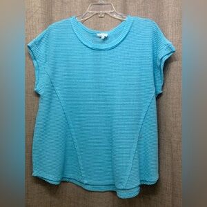ANDREE BY UNIT Turquoise Textured Short Sleeve Top